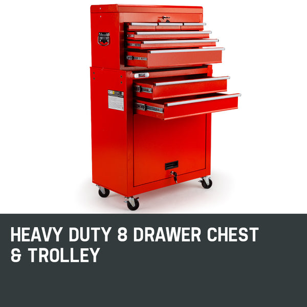 BULLET 8 Drawer Tool Box Cabinet Chest Storage Toolbox Garage Organiser Set Deals499