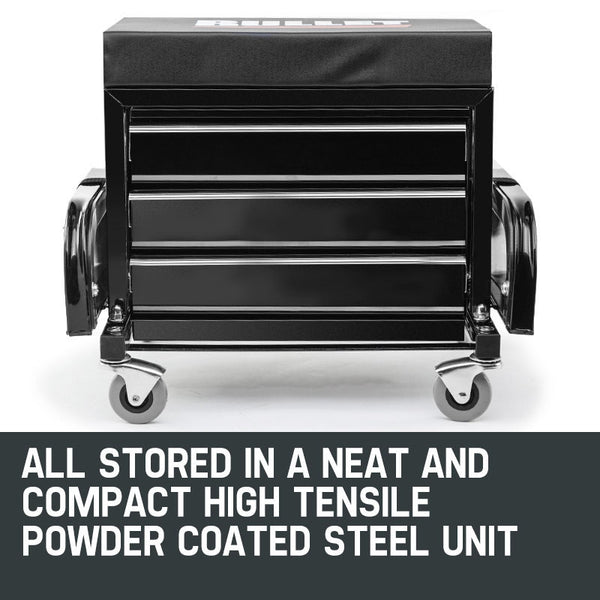 BULLET Rolling Tool Box Stool Mechanic Creeper Toolbox Seat Cushion Garage Tray Deals499