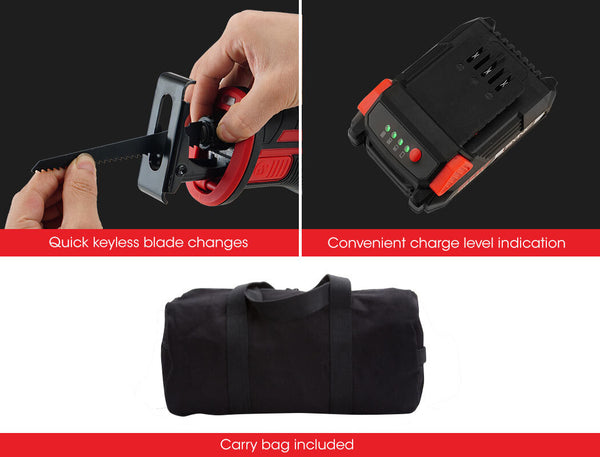 BAUMR-AG Reciprocating Saw 20V Cordless Lithium Electric Saber Recip w/ Battery Deals499