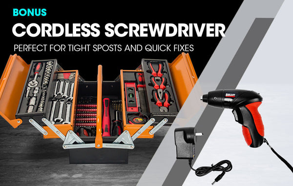 BULLET 118pc Tool Kit Box Set Metal Spanner Organizer Toolbox Household Socket Deals499