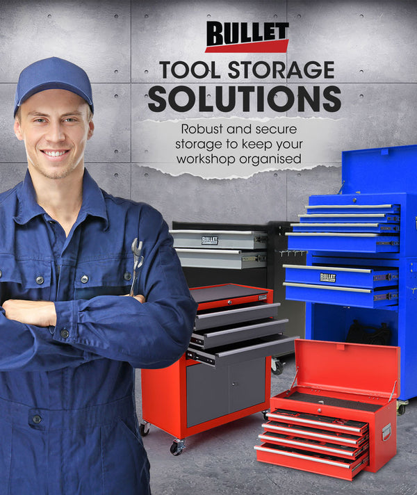 BULLET Tool Chest Cabinet Box Trolley Rolling Wheels Drawer Storage Steel Black Deals499