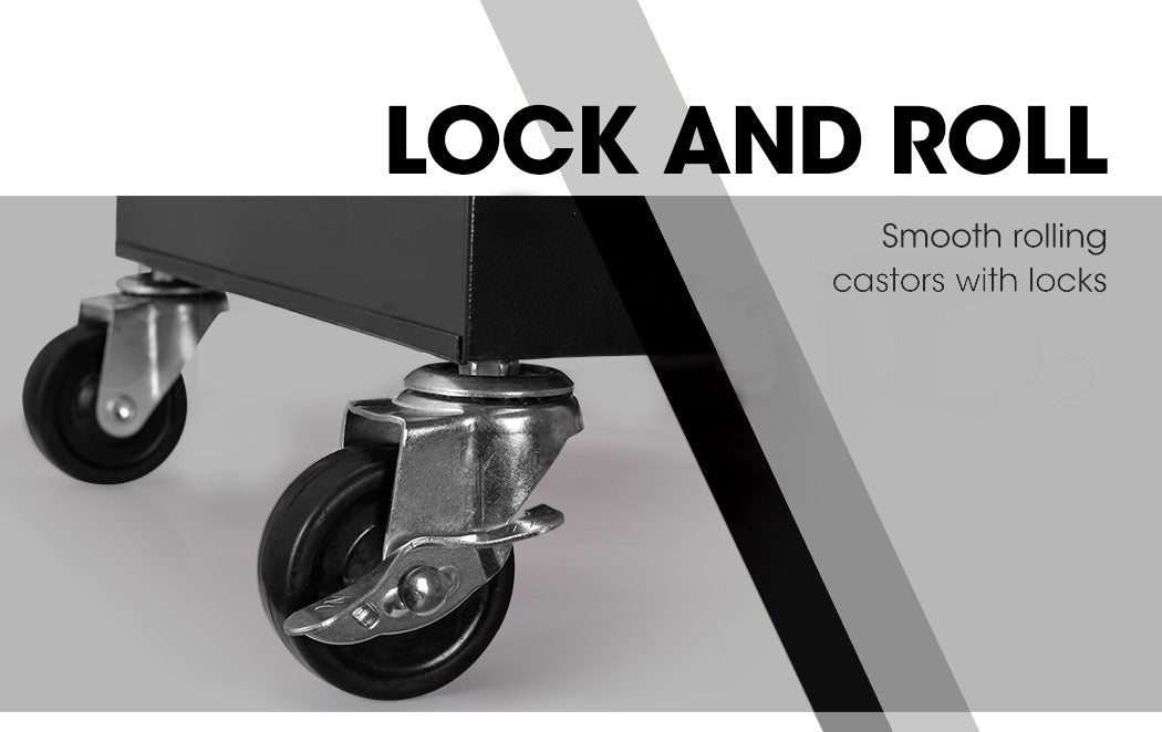 BULLET Tool Chest Cabinet Box Trolley Rolling Wheels Drawer Storage Steel Black Deals499