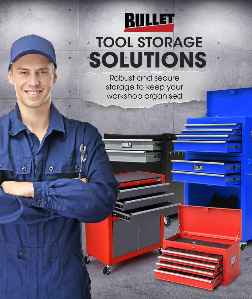 BULLET Tool Chest Cabinet Box Trolley Rolling Wheels Drawer Storage Steel Red Deals499