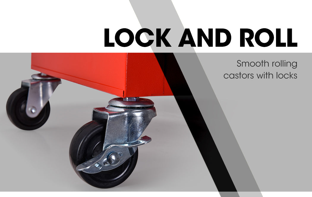 BULLET Tool Chest Cabinet Box Trolley Rolling Wheels Drawer Storage Steel Red Deals499