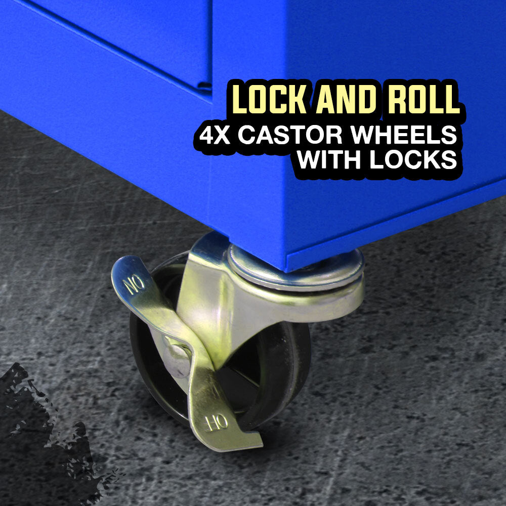 BULLET Tool Kit Chest Cabinet Box Set Storage Metal Wheels Rolling Drawers Steel Blue Deals499