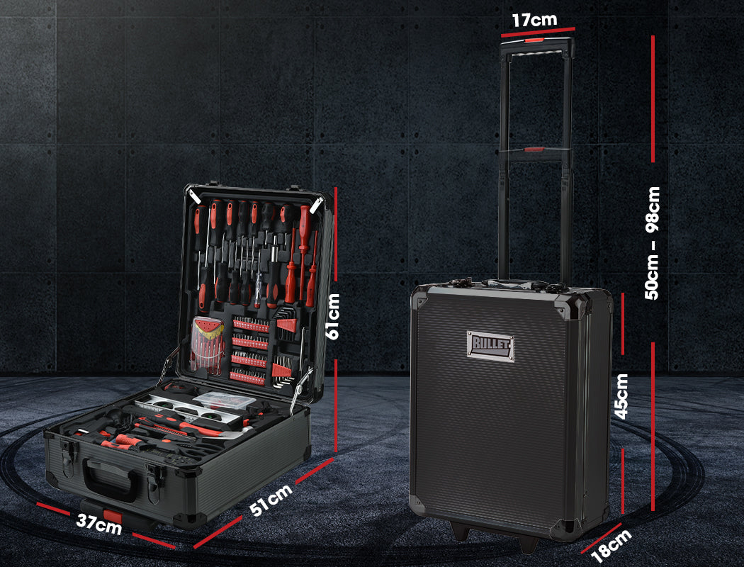 BULLET 925PC Tool Box On Wheels Kit Trolley Mobile Handle Set Toolbox Storage Deals499