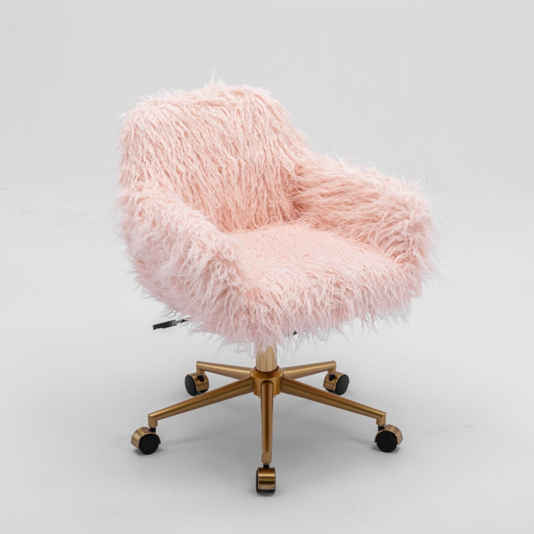 Fluffy Office Chair Faux Fur Modern Swivel Desk Chair for Women And Girls-Pink Deals499