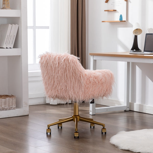 Fluffy Office Chair Faux Fur Modern Swivel Desk Chair for Women And Girls-Pink Deals499
