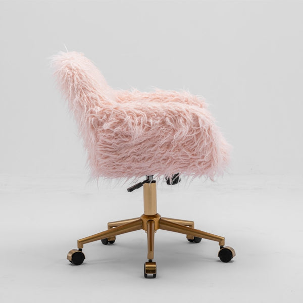 Fluffy Office Chair Faux Fur Modern Swivel Desk Chair for Women And Girls-Pink Deals499