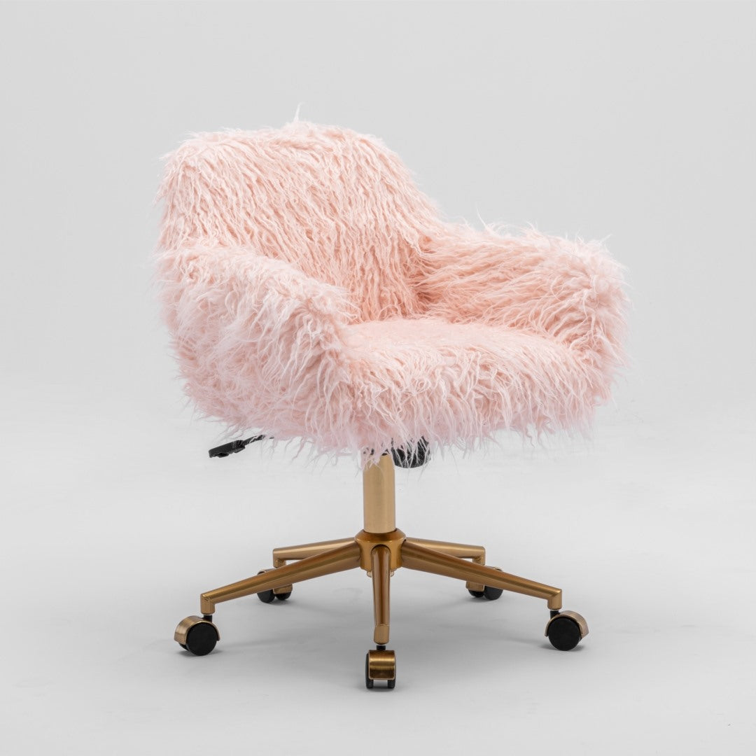Fluffy Office Chair Faux Fur Modern Swivel Desk Chair for Women And Girls-Pink Deals499