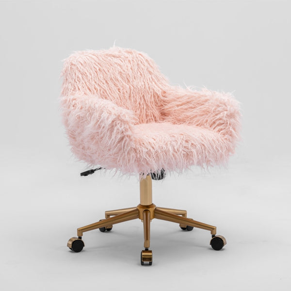 Fluffy Office Chair Faux Fur Modern Swivel Desk Chair for Women And Girls-Pink Deals499