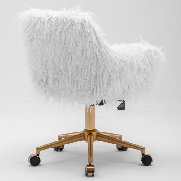 Fluffy Office Chair Faux Fur Modern Swivel Desk Chair for Women And Girls-White Deals499