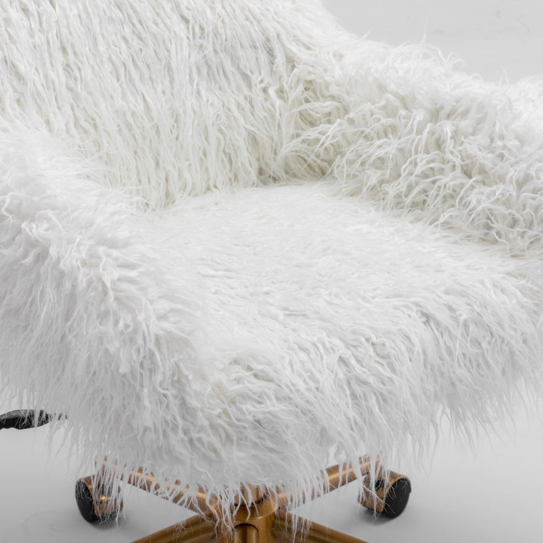 Fluffy Office Chair Faux Fur Modern Swivel Desk Chair for Women And Girls-White Deals499