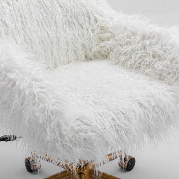 Fluffy Office Chair Faux Fur Modern Swivel Desk Chair for Women And Girls-White Deals499