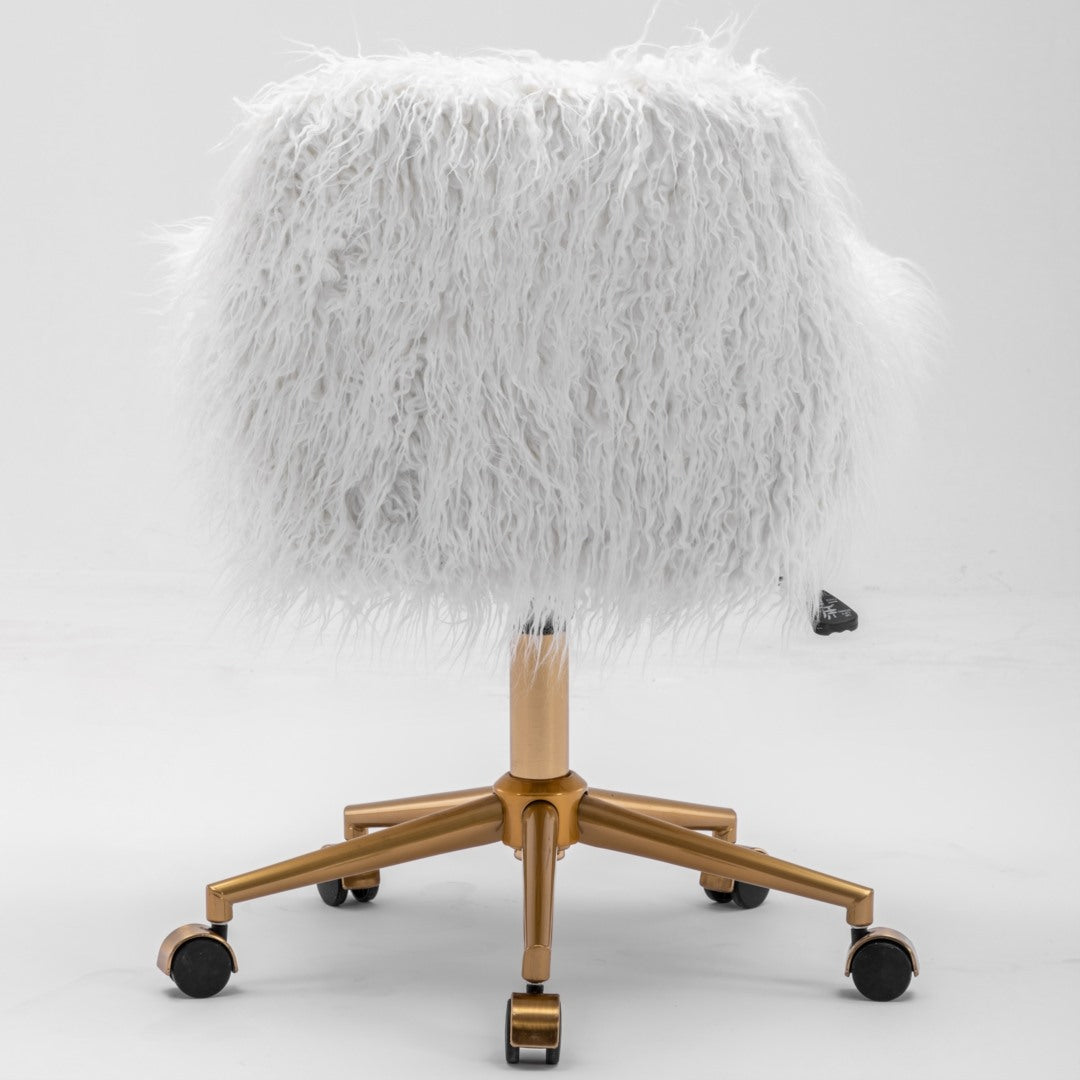 Fluffy Office Chair Faux Fur Modern Swivel Desk Chair for Women And Girls-White Deals499