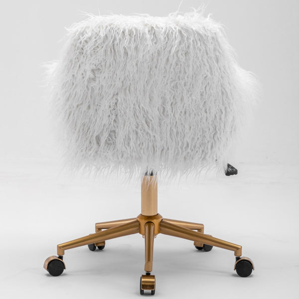 Fluffy Office Chair Faux Fur Modern Swivel Desk Chair for Women And Girls-White Deals499