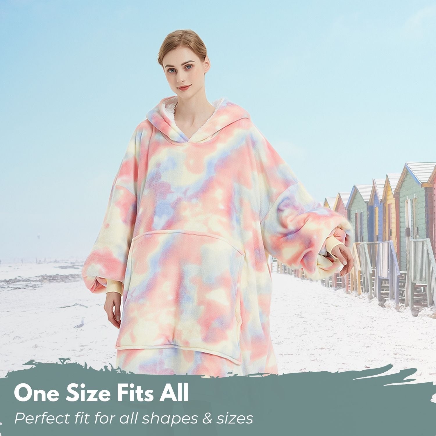 GOMINIMO Hoodie Blanket Adult Tie-Dyed Beige GO-HB-125-AYS from Deals499 at Deals499