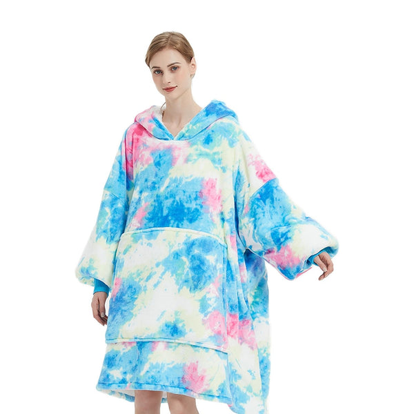GOMINIMO Hoodie Blanket Adult Tie-Dyed Cyan GO-HB-126-AYS from Deals499 at Deals499