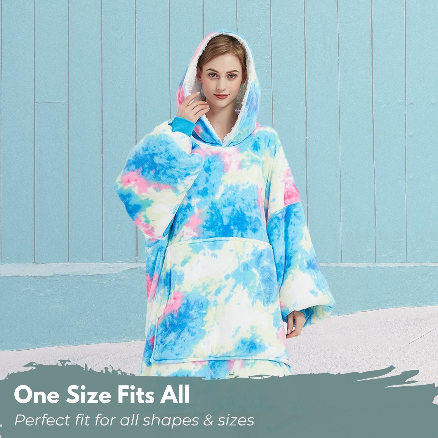 GOMINIMO Hoodie Blanket Adult Tie-Dyed Cyan GO-HB-126-AYS from Deals499 at Deals499