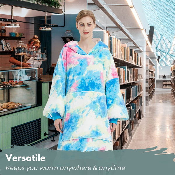 GOMINIMO Hoodie Blanket Adult Tie-Dyed Cyan GO-HB-126-AYS from Deals499 at Deals499