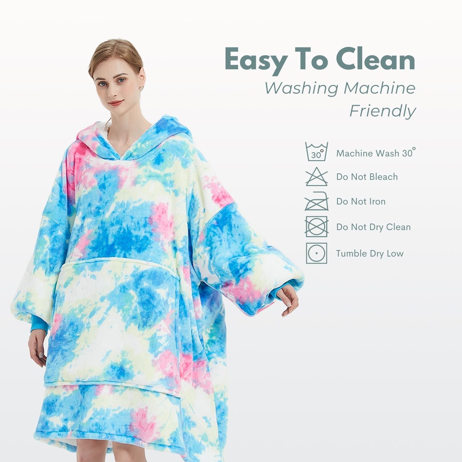 GOMINIMO Hoodie Blanket Adult Tie-Dyed Cyan GO-HB-126-AYS from Deals499 at Deals499