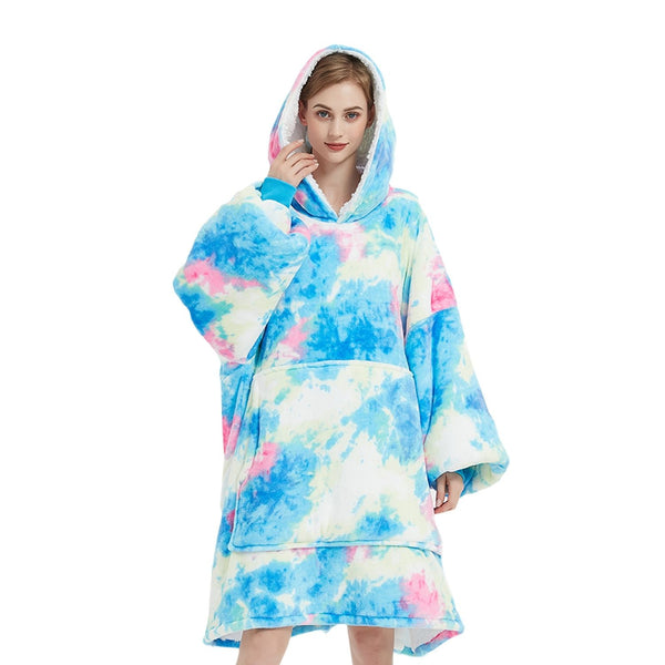 GOMINIMO Hoodie Blanket Adult Tie-Dyed Cyan GO-HB-126-AYS from Deals499 at Deals499