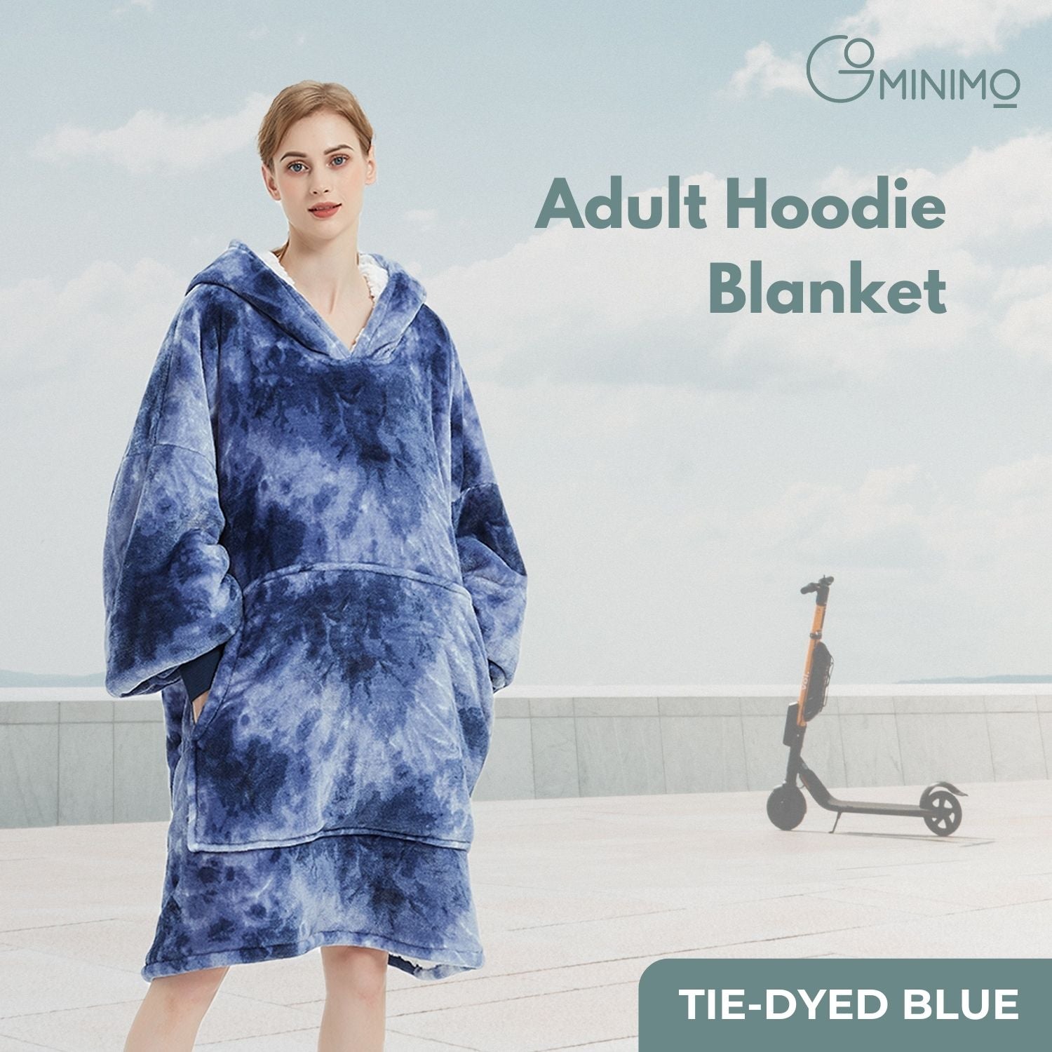 GOMINIMO Hoodie Blanket Adult Tie-Dyed Blue GO-HB-127-AYS from Deals499 at Deals499