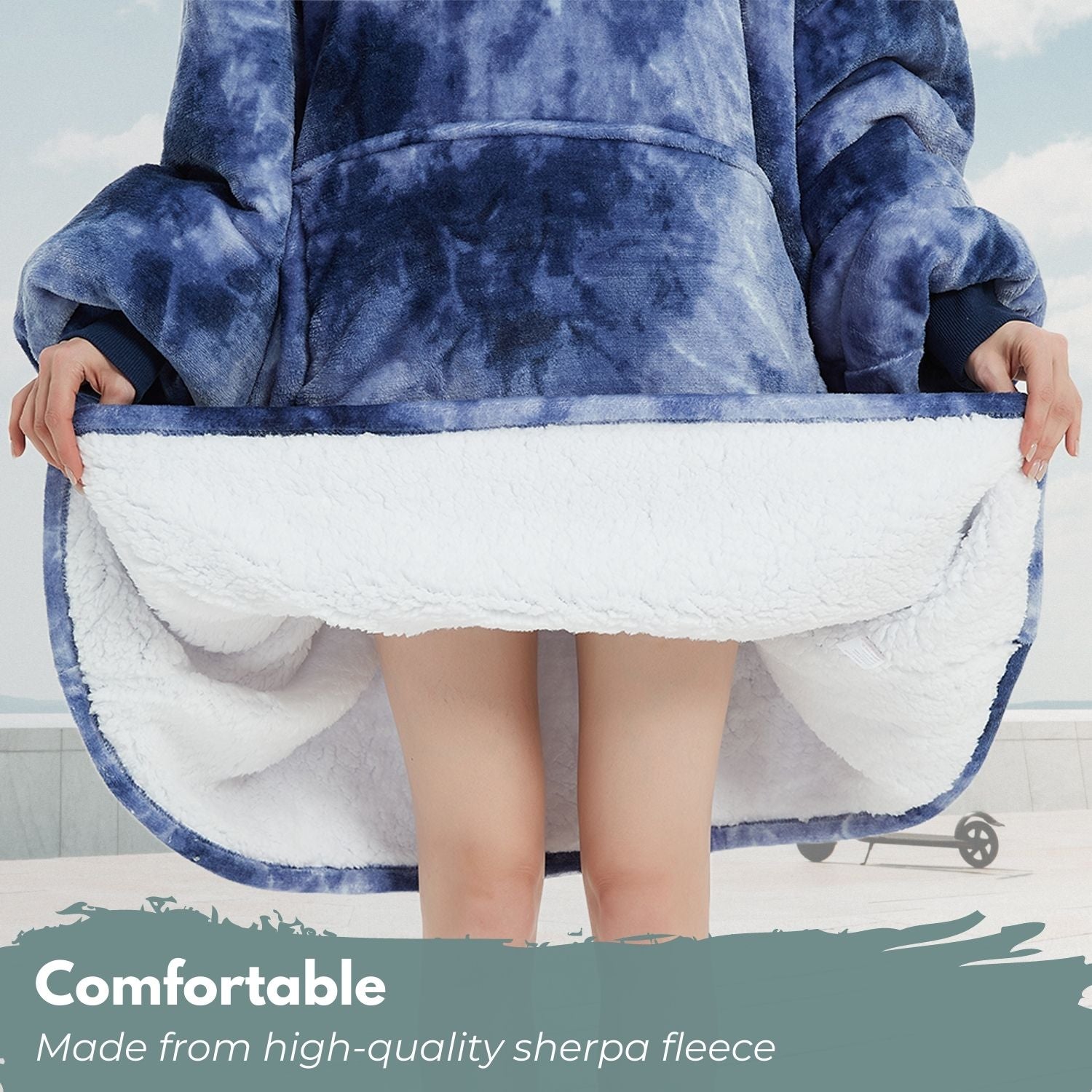 GOMINIMO Hoodie Blanket Adult Tie-Dyed Blue GO-HB-127-AYS from Deals499 at Deals499