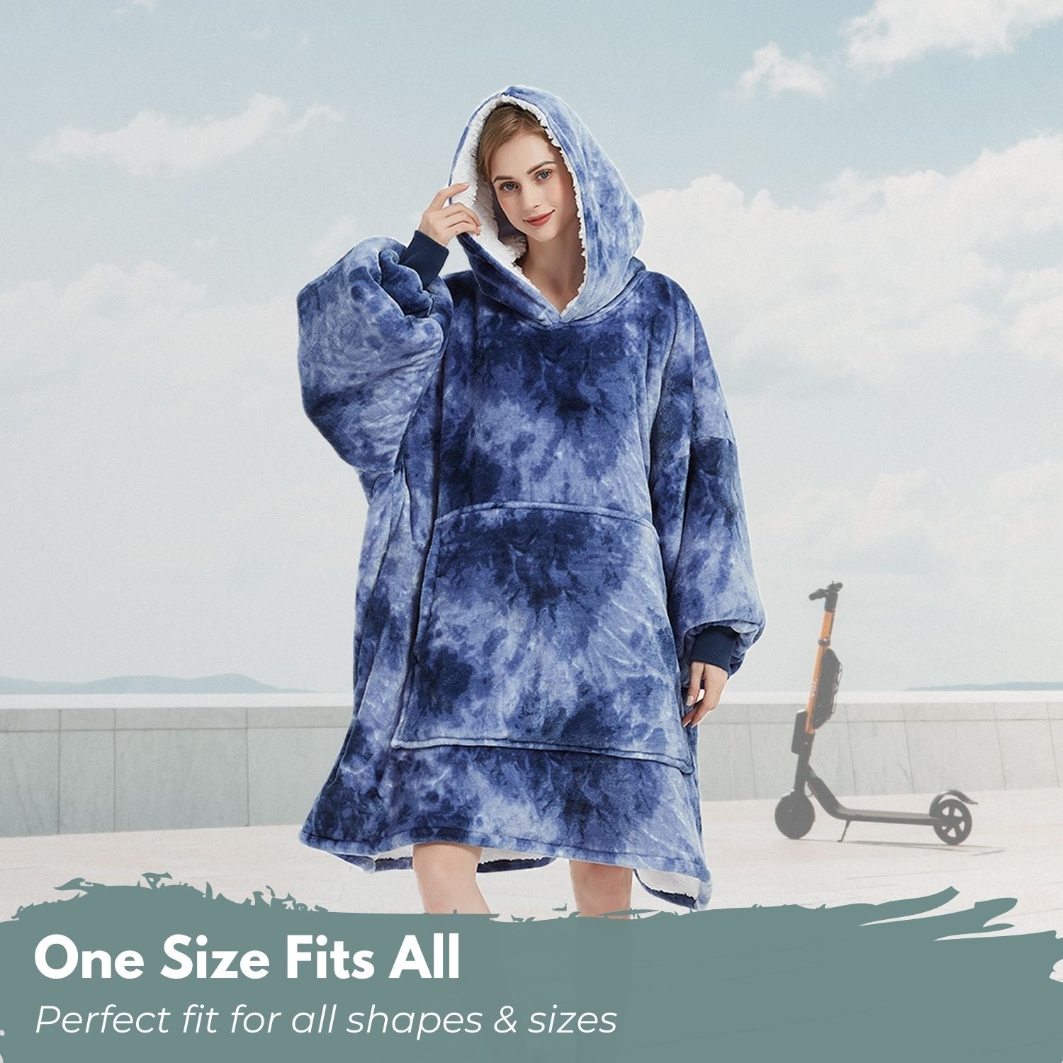GOMINIMO Hoodie Blanket Adult Tie-Dyed Blue GO-HB-127-AYS from Deals499 at Deals499