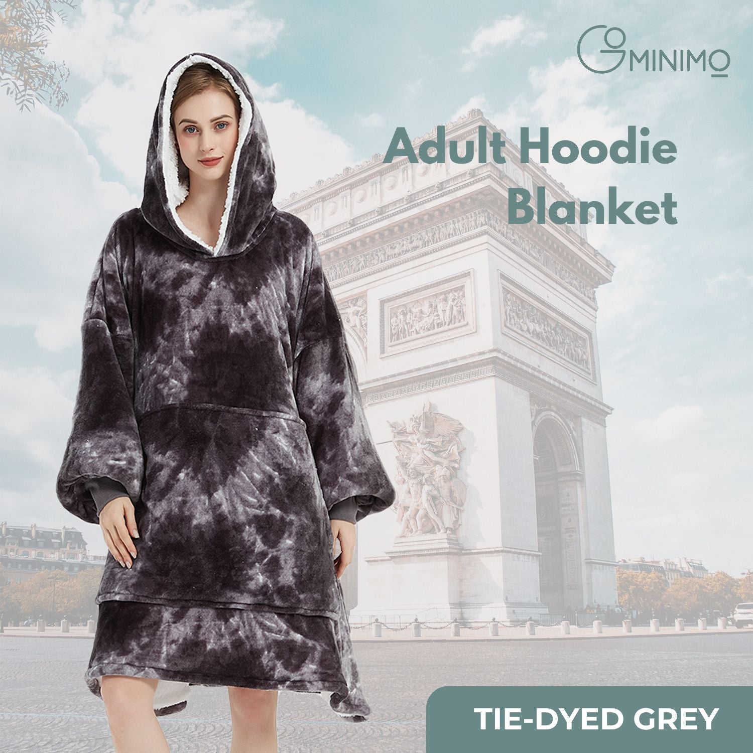 GOMINIMO Hoodie Blanket Adult Tie-Dyed Grey GO-HB-128-AYS from Deals499 at Deals499