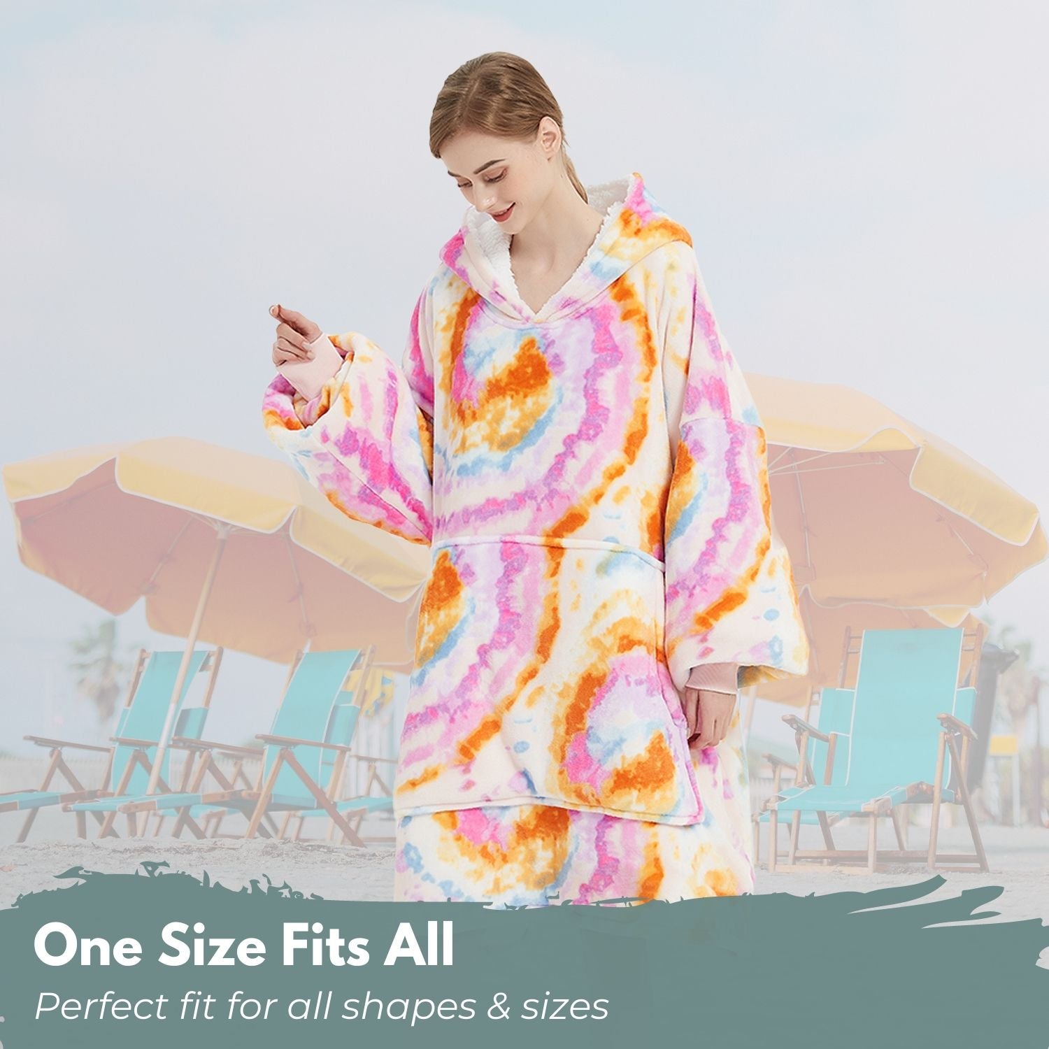 GOMINIMO Hoodie Blanket Adult Tie-Dyed Orange GO-HB-124-AYS from Deals499 at Deals499