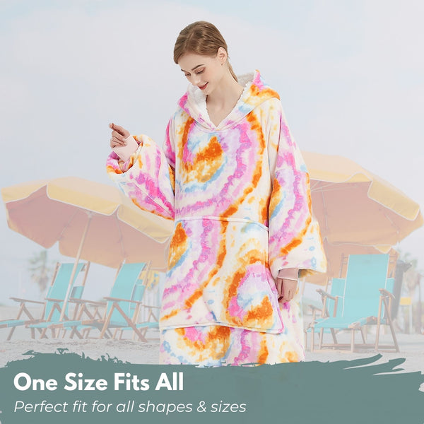 GOMINIMO Hoodie Blanket Adult Tie-Dyed Orange GO-HB-124-AYS from Deals499 at Deals499