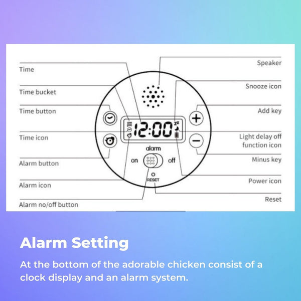 Muid Wake Up Chicken Night Lamp Alarm Clock White HM--104-MUID Deals499