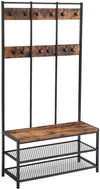 VASAGLE Large Coat Rack Stand Coat Tree with 12 Hooks and Shoe Bench Brown and Black HSR86BX Deals499