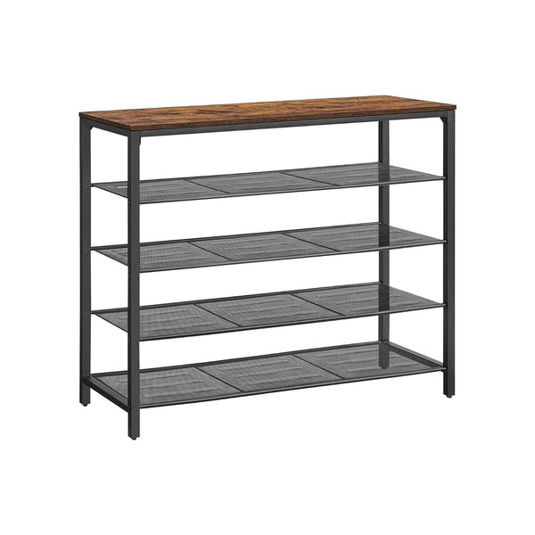 VASAGLE Shoe Rack Shoe Storage Organiser with 4 Mesh Shelves Rustic Brown and Black LBS205B01 Deals499