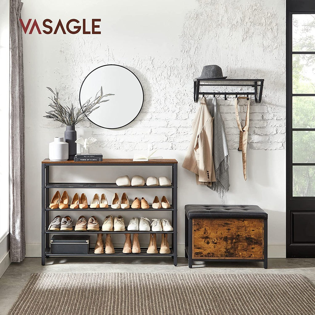 VASAGLE Shoe Rack Shoe Storage Organiser with 4 Mesh Shelves Rustic Brown and Black LBS205B01 Deals499