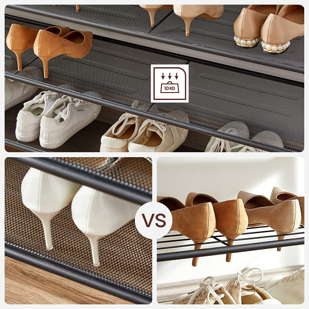 VASAGLE Shoe Rack Shoe Storage Organiser with 4 Mesh Shelves Rustic Brown and Black LBS205B01 Deals499