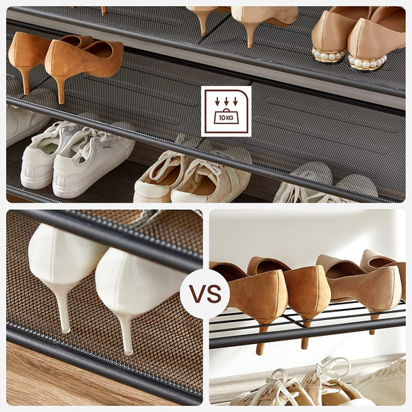 VASAGLE Shoe Rack Shoe Storage Organiser with 4 Mesh Shelves Rustic Brown and Black LBS205B01 Deals499