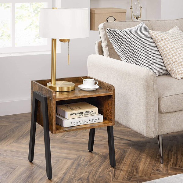 VASAGLE Side Table Rustic Brown and Black LET54X Deals499