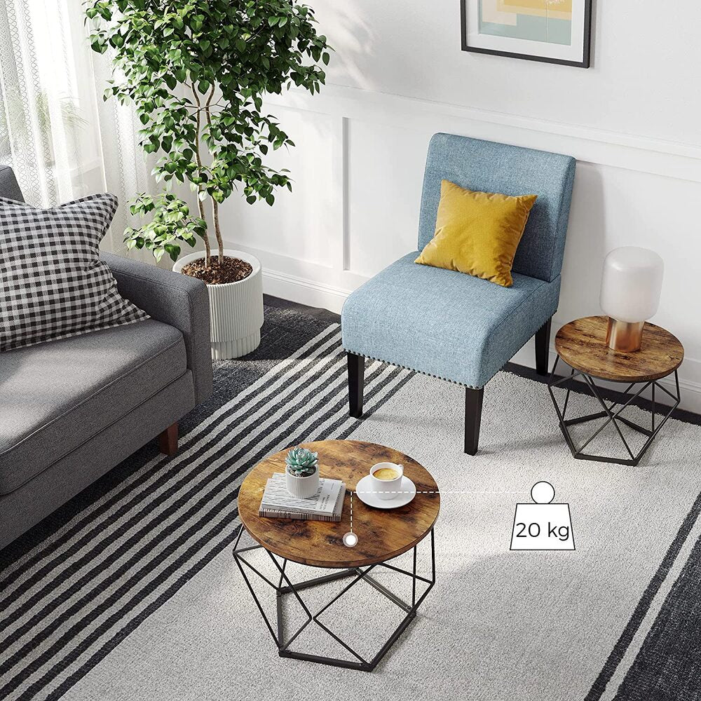 VASAGLE Coffee Tables Set of 2 Side Tables Robust Steel Frame for Living Room Bedroom Rustic Brown and Black LET040B01 Deals499