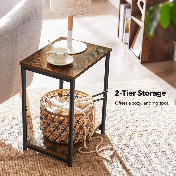 VASAGLE Side Table Set of 2 Vintage Brown with Storage Shelf LET272B01 Deals499