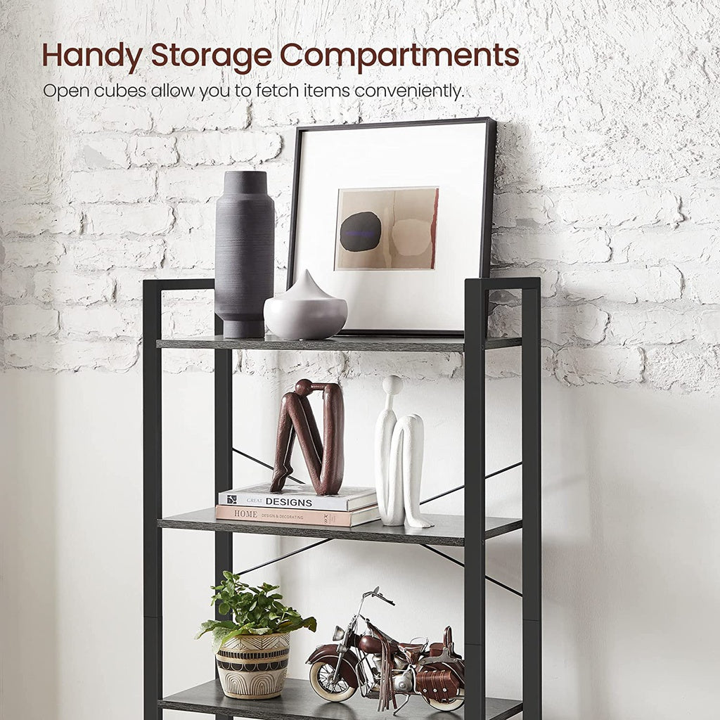 VASAGLE 4-Tier Bookshelf Storage Rack with Steel Frame for Living Room Office Study Hallway Industrial Style Charcoal Grey and Black LLS060B04 Deals499