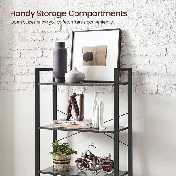 VASAGLE 4-Tier Bookshelf Storage Rack with Steel Frame for Living Room Office Study Hallway Industrial Style Charcoal Grey and Black LLS060B04 Deals499