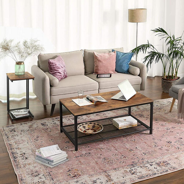 VASAGLE Side Table End Table Bedside Table with Mesh Shelf Breakfast by the Bed Under Sofa in Living Room Bedroom Easy Assembly Space Saving Industrial Rustic Brown LNT51X Deals499