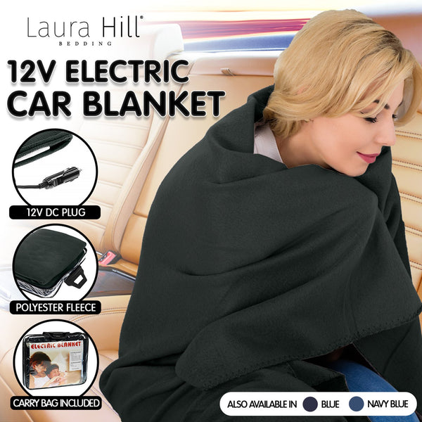 Laura Hill Heated Electric Car Blanket 150x110cm 12v - Black from Deals499 at Deals499