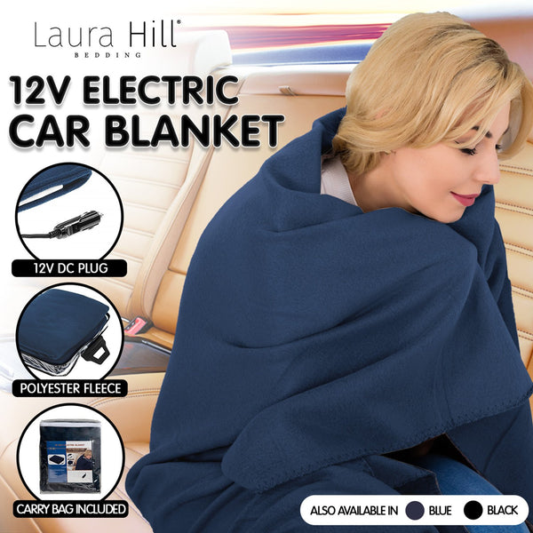 Laura Hill Heated Electric Car Blanket 150x110cm 12v - Navy Blue from Deals499 at Deals499