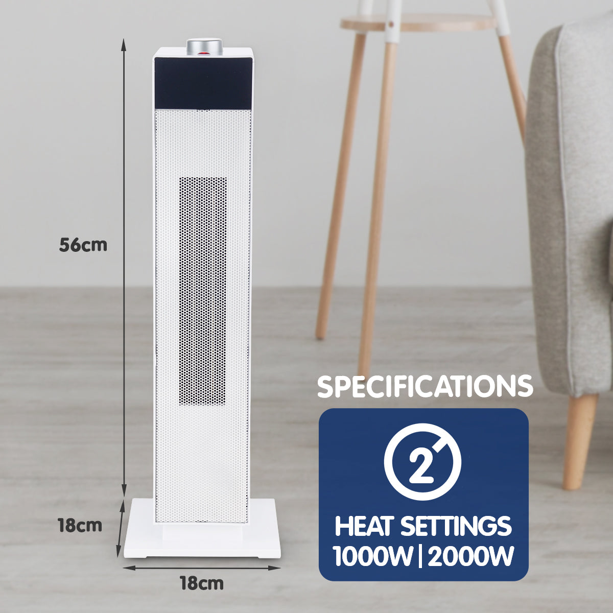 Pronti Electric Tower Heater PTC Ceramic 2000W White from Deals499 at Deals499