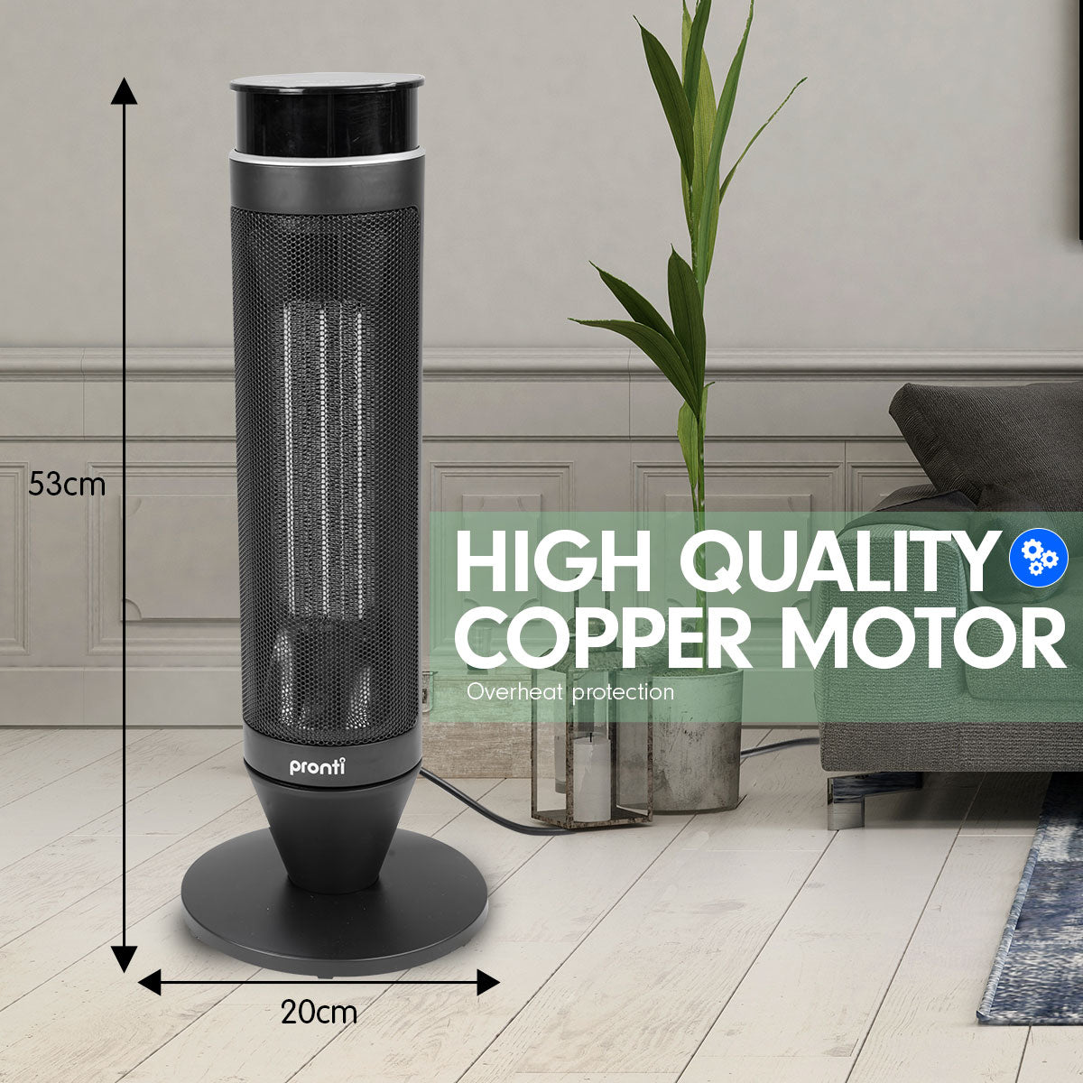 Pronti Electric Tower Heater 2000W Remote Portable - Black from Deals499 at Deals499