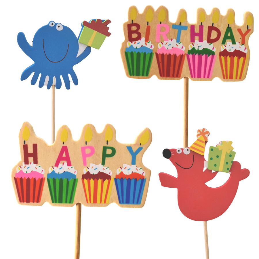 CAKE TOPPER BIRTHDAY ANIMAL STICK 9PC Deals499