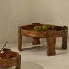 Tree Stripes Maala Hand Carved Chakki Accent Coffee Table (Natural) - Large Deals499